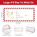 25 Pack Christmas Gift Certificate Cards with Gold Foil Stamping Classic Xmas Red White Striped Blank Voucher Coupons, 4 x 9 Inch for Spa Salon Gift Certificates for Restaurants