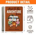 Personalized Leather Journal for Couples – Custom Adventure Travel Notebook for Camping & RV Trips, Memory Keepsake Book for Journey Stories, Anniversary Wedding Valentine Gift (Adventure Begins – Camping)