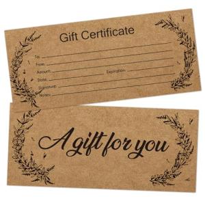Blank Gift Certificates, 25 Kraft Gift Certificate Cards for Business, Spa, Salon, Massage, Restaurants, Custom Client Vouchers for Birthday, Work Card -08