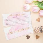 25 Blank Gift Certificates Pink Watercolor Gold Foil Gift Certificate Cards for Business, Spa, Salon, Restaurants, Massage, Custom Client Vouchers for Birthday, Work Card -10