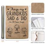 Things My Grandkids Said & Did - Personalized Leather Journal, Personalized Grandma Granddad Life Journal, Custom Grandkid Name Notebook, Grandparent Story Book,Mothers Day Gift Grandpa Memory Journal