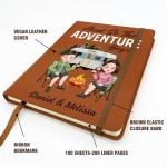 Personalized Leather Journal for Couples – Custom Adventure Travel Notebook for Camping & RV Trips, Memory Keepsake Book for Journey Stories, Anniversary Wedding Valentine Gift (Adventure Begins – Camping)