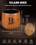 Argefkeen Charred Wooden Whiskey Glasses Personalized Bourbon Drinking Glass Ideas Gifts for Men Husband, Dad, Brother, Whiskey Lovers Birthday Insulated Old Fashioned Glass Whiskey Tumbler B