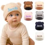 Personalized Knit Baby Hat with Name Embroidery
