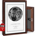 VICILO Custom Star Map With Photo Anniversary Framed Wall Art Unique Gift For Him or Her - Our First Date Night Sky Art Poster Print - Personalized Canvas Couple's Name and Date Special Occasion Constellation Map Cool Presents For Boyfriend