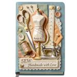 ALMAGEMSUS Personalized Sewing Journal Notebook, Custom Leather Journal with Name for Women, Tailor Quilter Gift, Handmade Sewing Theme Notebook, Unique Creative Writing Sketchbook