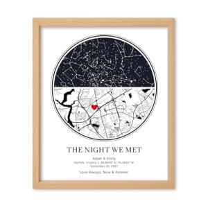 Custom Star Map by Date, Personalized Night Sky Print or Canvas, Unique Gift - Special Occasion, Wedding Gifts, Anniversary, Engagement, Constellation Map, Multiple Sizes