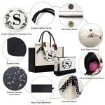 BeeGreen Initial Canvas Tote Bags Personalized Birthday Mothers Day Gifts for Women Mother Grandma Embroidery Monogram Bags with Leather Handle Organized Inner Pocket H