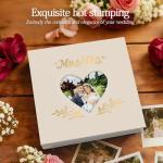 Barsone Linen Wedding Photo Album 4x6 with 400 Pockets(Large Capacity Customizable Memory Book, Custom Engraved Cover, Bridal Photo Album for Engagement, Gifts & Memory Keepsake)-White Inner Pages