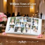 Barsone Linen Wedding Photo Album 4x6 with 400 Pockets(Large Capacity Customizable Memory Book, Custom Engraved Cover, Bridal Photo Album for Engagement, Gifts & Memory Keepsake)-White Inner Pages