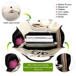 BeeGreen Initial Canvas Tote Bags Personalized Birthday Mothers Day Gifts for Women Mother Grandma Embroidery Monogram Bags with Leather Handle Organized Inner Pocket H