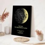 TM TEEMAN First Mothers Day Gift Custom Moon Phase Print Star Map For Specific Date Canvas/poster, Personalized 1st Mothers Day Gift For New Mom Custom Star Map Print With Art Real Moon Phase