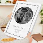 VICILO Custom Star Map With Photo Anniversary Framed Wall Art Unique Gift For Him or Her - Our First Date Night Sky Art Poster Print - Personalized Canvas Couple's Name and Date Special Occasion Constellation Map Cool Presents For Boyfriend