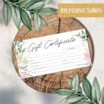 Paper 'n Such Gift Certificates for Business - Set of 25 with Envelopes -Salon, Restaurants, Custom Client Vouchers for Birthday, Work-Heavyweight Card Stock- Spa Gift Card - Floral