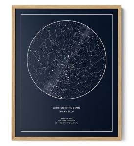 CELESTORY Custom Star Map Framed Canvas Night Sky Print Constellation Map Star Chart Gift Wall Art Poster Personalized Star Map for Specific Date Written in the Stars Paper Anniversary Personalized Gift - Midnight Blue