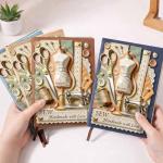 ALMAGEMSUS Personalized Sewing Journal Notebook, Custom Leather Journal with Name for Women, Tailor Quilter Gift, Handmade Sewing Theme Notebook, Unique Creative Writing Sketchbook