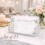 Paper 'n Such Gift Certificates for Business - Set of 25 with Envelopes -Salon, Restaurants, Custom Client Vouchers for Birthday, Work-Heavyweight Card Stock- Spa Gift Card - Floral