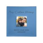 Personalized Photo Album, Custom Engraved Picture Album, Holds 200 4" x 6" Photos, Leatherette and Laser Engraved Scrapbook, Any Custom Message, Blue