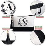 BeeGreen Initial Canvas Tote Bags Personalized Birthday Mothers Day Gifts for Women Mother Grandma Embroidery Monogram Bags with Leather Handle Organized Inner Pocket H