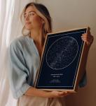 CELESTORY Custom Star Map Framed Canvas Night Sky Print Constellation Map Star Chart Gift Wall Art Poster Personalized Star Map for Specific Date Written in the Stars Paper Anniversary Personalized Gift - Midnight Blue