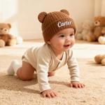 Personalized Knit Baby Hat with Name Embroidery