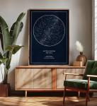 CELESTORY Custom Star Map Framed Canvas Night Sky Print Constellation Map Star Chart Gift Wall Art Poster Personalized Star Map for Specific Date Written in the Stars Paper Anniversary Personalized Gift - Midnight Blue