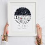 Custom Star Map by Date, Personalized Night Sky Print or Canvas, Unique Gift - Special Occasion, Wedding Gifts, Anniversary, Engagement, Constellation Map, Multiple Sizes