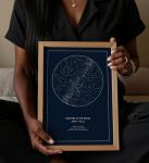 CELESTORY Custom Star Map Framed Canvas Night Sky Print Constellation Map Star Chart Gift Wall Art Poster Personalized Star Map for Specific Date Written in the Stars Paper Anniversary Personalized Gift - Midnight Blue