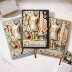 ALMAGEMSUS Personalized Sewing Journal Notebook, Custom Leather Journal with Name for Women, Tailor Quilter Gift, Handmade Sewing Theme Notebook, Unique Creative Writing Sketchbook