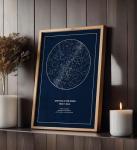 CELESTORY Custom Star Map Framed Canvas Night Sky Print Constellation Map Star Chart Gift Wall Art Poster Personalized Star Map for Specific Date Written in the Stars Paper Anniversary Personalized Gift - Midnight Blue