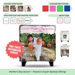 4GIFTSAKE Personalized Photo Rock Slate Frame - Custom Stone Plaque Picture Frame - Gifts for Mothers Fathers Day Wedding Birthday Christmas Memorial Pet Photo - Souvenir Slate Gift - Own Photo & Text