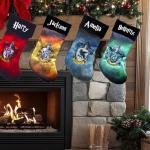 Harry Potter Slytherin Christmas Stocking - Personalized Hogwarts House School of Witchcraft and Wizardry House Crest Holiday Decoration with Custom Name - Gift for Fans