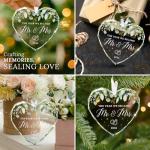 HEXMOZ Wedding Gifts for Couples 2026 - Mr and Mrs Gifts - Bridal Shower Gift, Wedding Ideas for Newly Wed, Bride, Future Mr Mrs - Just Married Glass Ornament 2026, 1st Married Couple Christmas Decor
