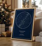 CELESTORY Custom Star Map Framed Canvas Night Sky Print Constellation Map Star Chart Gift Wall Art Poster Personalized Star Map for Specific Date Written in the Stars Paper Anniversary Personalized Gift - Midnight Blue
