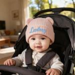Personalized Knit Baby Hat with Name Embroidery