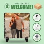 4GIFTSAKE Personalized Photo Rock Slate Frame - Custom Stone Plaque Picture Frame - Gifts for Mothers Fathers Day Wedding Birthday Christmas Memorial Pet Photo - Souvenir Slate Gift - Own Photo & Text