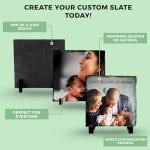 4GIFTSAKE Personalized Photo Rock Slate Frame - Custom Stone Plaque Picture Frame - Gifts for Mothers Fathers Day Wedding Birthday Christmas Memorial Pet Photo - Souvenir Slate Gift - Own Photo & Text