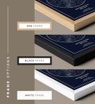 CELESTORY Custom Star Map Framed Canvas Night Sky Print Constellation Map Star Chart Gift Wall Art Poster Personalized Star Map for Specific Date Written in the Stars Paper Anniversary Personalized Gift - Midnight Blue