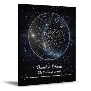 BOTTEGAARTS Custom Star Map – The Night We Met – Personalized Night Sky Print with Names, Date & Location – Romantic Couple Gift, Anniversary, Wedding or Engagement Star Map
