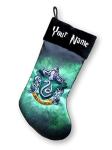 Harry Potter Slytherin Christmas Stocking - Personalized Hogwarts House School of Witchcraft and Wizardry House Crest Holiday Decoration with Custom Name - Gift for Fans