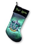 Harry Potter Slytherin Christmas Stocking - Personalized Hogwarts House School of Witchcraft and Wizardry House Crest Holiday Decoration with Custom Name - Gift for Fans