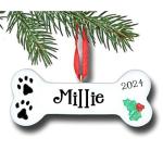 Personalized Dog Bone Christmas Ornament 2025 – Custom Pet Name Paw Print Keepsake – Holiday Dog Ornament & Tree Decoration Gift for Pet Lovers