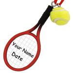 Tennis Racket Christmas Ornament - Personalized Tennis Racket Racquet with Tennis Ball Holiday Tree Decoration - Gift for Tennis Player - Custom Name and Date