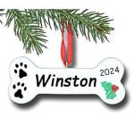 Personalized Dog Bone Christmas Ornament 2025 – Custom Pet Name Paw Print Keepsake – Holiday Dog Ornament & Tree Decoration Gift for Pet Lovers