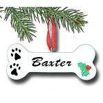 Personalized Dog Bone Christmas Ornament 2025 – Custom Pet Name Paw Print Keepsake – Holiday Dog Ornament & Tree Decoration Gift for Pet Lovers