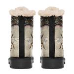 coolcustomize Personalized Christmas Boots, Custom Santa Claus Print Winter Snow Boots Print Fur Lined Lace up Women's Bee Boots Comfortable Winter Shoes Custom Xmas Gift