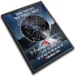 Personalized Unique Star Map for Couples, Custom Night Sky Constellation Map Art, Romantic Anniversary & Valentine’s Day Gifts, Printed Plexiglass Star Map, The Night We First Met Decorations