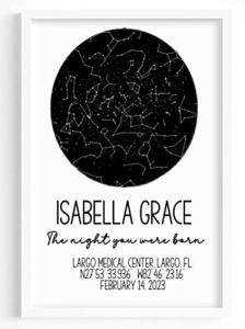 Birthday Custom Star Map Print, Personalized Constellation Birth Date Newborn gift, Night Sky Poster, multiple sizes & backgrounds, Baby Gift, Birthday Gift, Wedding, Engagement