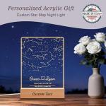 IOUMAM Personalized Couple Gifts, Custom Star Map by Date Acrylic Plaque Night Light for Couples, Personalized Constellation Chart Night Light for Wedding, Anniversary, Valentines Day