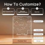 IOUMAM Personalized Couple Gifts, Custom Star Map by Date Acrylic Plaque Night Light for Couples, Personalized Constellation Chart Night Light for Wedding, Anniversary, Valentines Day